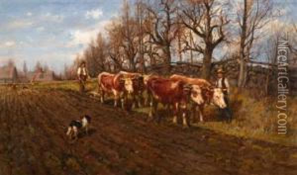 At The Plough Oil Painting - William Preston Phelps