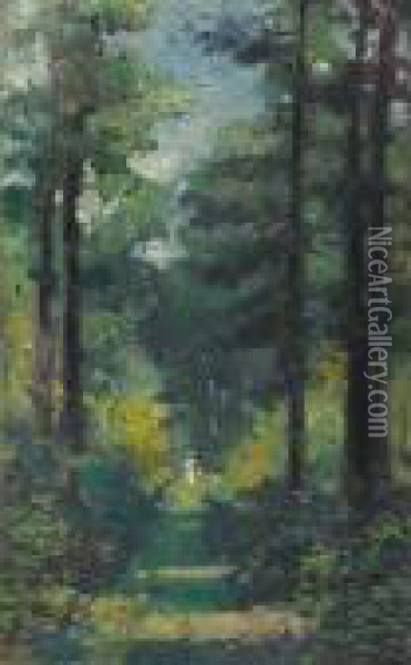 A Woody Path At Vancouver Island Oil Painting - Frederic Marlett Bell-Smith