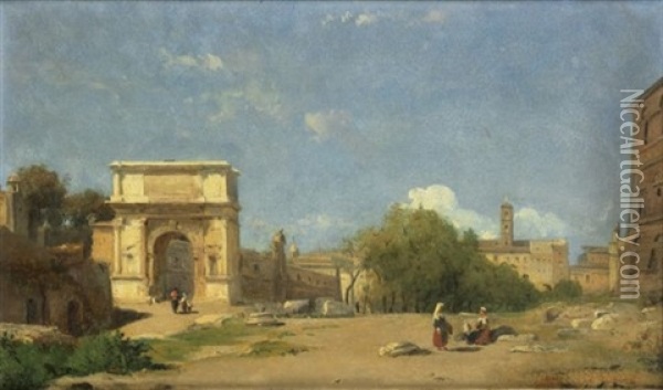 L'arc De Titus A Rome Oil Painting - Francois Antoine Leon Fleury
