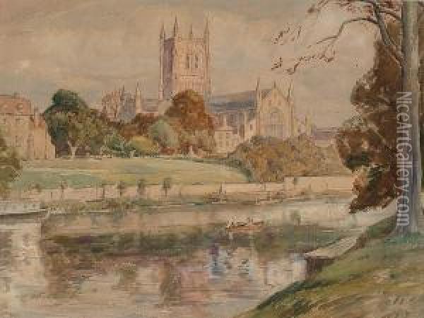 Worcester Cathedral Oil Painting - William James Boddy