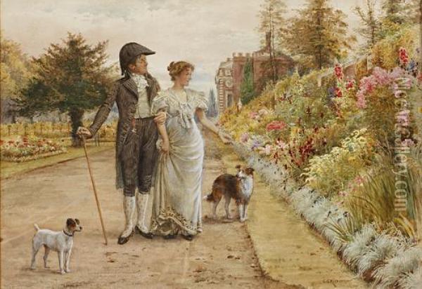 A Garden Stroll Oil Painting - George Goodwin Kilburne