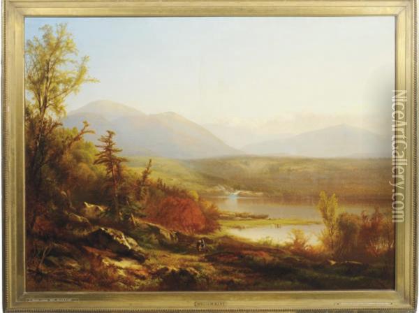 Autumn By The Lake In The Mountains Oil Painting - William M. Hart