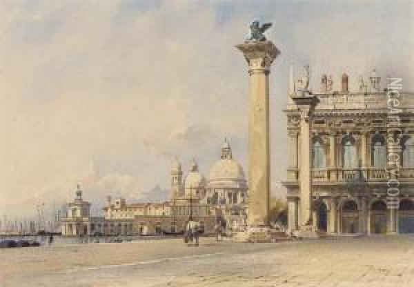 San Giorgio Maggiore From The Piazza San Marco, Italy Oil Painting - Thomas Hartley Cromek