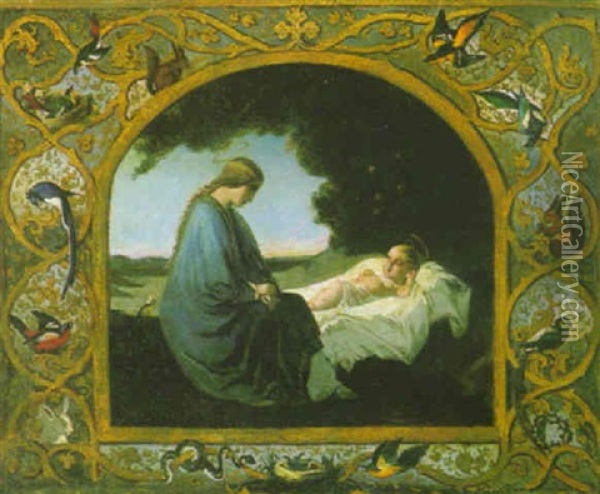 La Vierge Et L'enfant Jesus Oil Painting - Henri Emmanuel Blanc-Fontaine