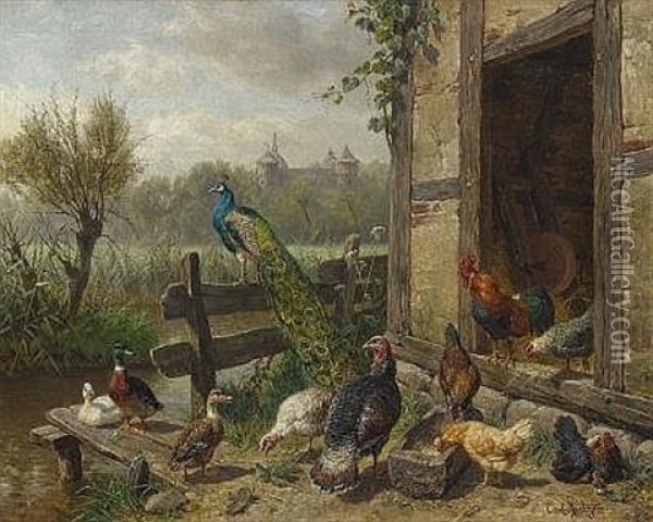 Geflugelhof Oil Painting - Carl Jutz the Elder