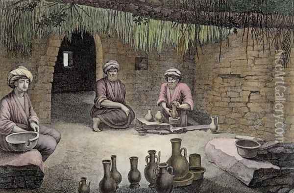 Interior of a Potter's Workshop, from Volume II Arts and Trades of Description of Egypt 1822 Oil Painting - Nicolas Jacques Conte