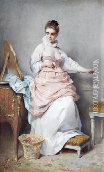 The Seamstress Oil Painting - Charles Josua Chaplin