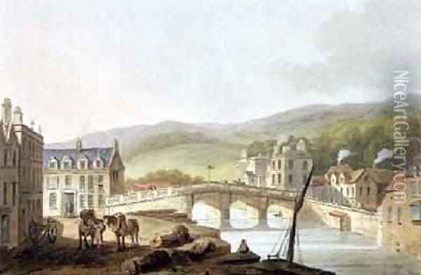 Old Bridge from Bath Illustrated by a Series of Views Oil Painting - John Claude Nattes