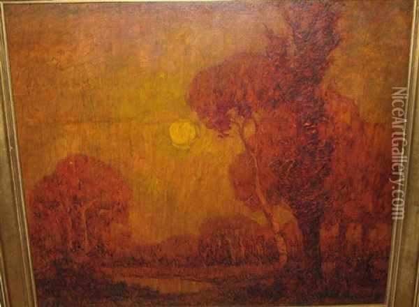 Landschap Met Meer Oil Painting - Alphonse van Beurden Sr.