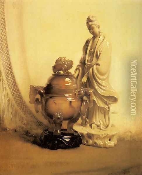 The Jade Vase Oil Painting - Orlando Greenwood