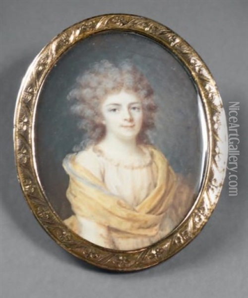 Portrait De Jeune Femme Oil Painting - Joseph (Derunton) Deranton