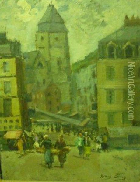 Rue Et Eglise Oil Painting - Henry Caron