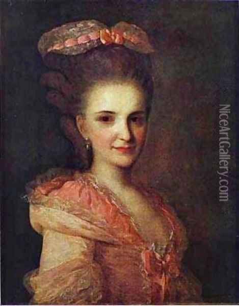 Portrait Of An Unknown Lady In A Pink Dress 1770s Oil Painting - Fedor Rokotov