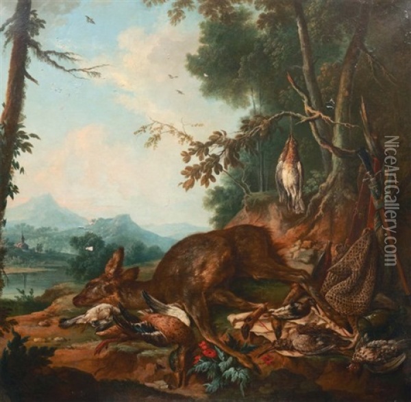 Paysage Au Gibier Oil Painting - Jean-Baptiste Oudry