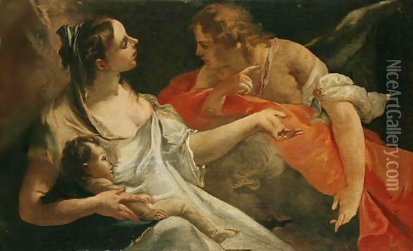 Hagar And The Angel Oil Painting - Francesco Lorenzi
