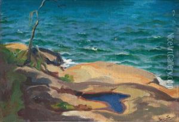 Sunny Cliffs Oil Painting - Santeri Salokivi