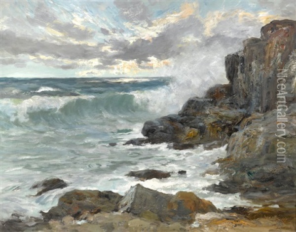 Rocky Coastline Oil Painting - Charles Paul Gruppe