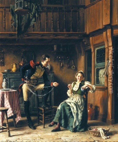 Et L'on Revient Toujours A Ses Premiers Amours Oil Painting - Gerard Jozef Portielje
