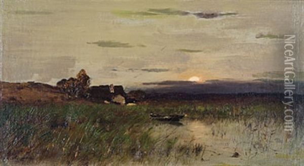 Abendstimmung Am Bodden Oil Painting - Konrad Alexander Mueller-Kurzwelly