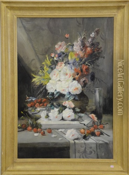 Bouquet De Fleurs Oil Painting - Charles Brunin