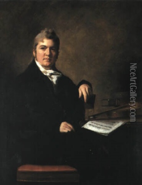 Portrait Of John Clarke With A Violin And Music Score On A Table Oil Painting - Sir Henry Raeburn