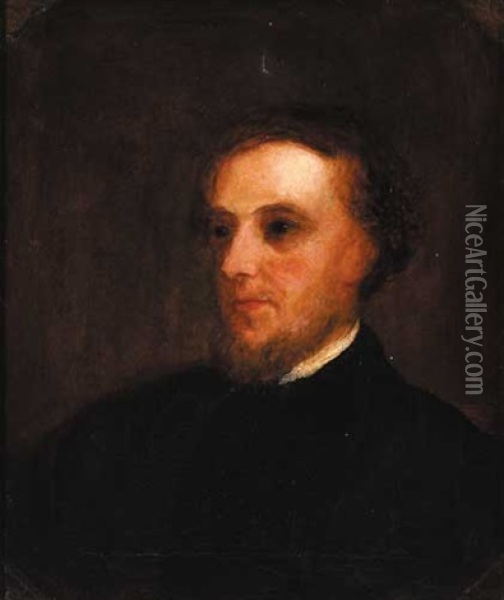 Head Of A Clergyman, Facing Right Oil Painting - James Butler Brenan