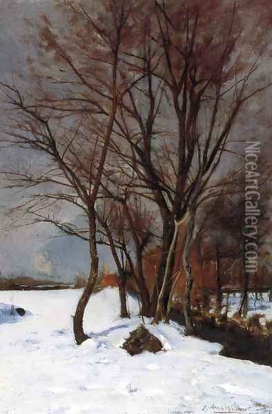 Winter Landscape with Stream Oil Painting - Julian Alden Weir