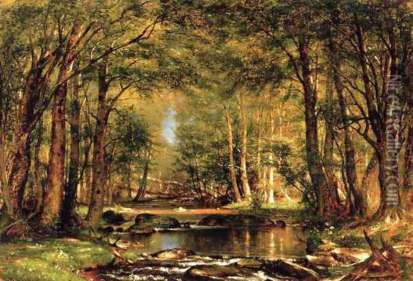 A Catskill Brook Oil Painting - Thomas Worthington Whittredge