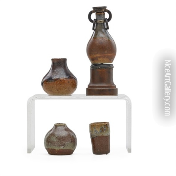 Miniature Vases (4 Works) Oil Painting - Auguste Delaherche