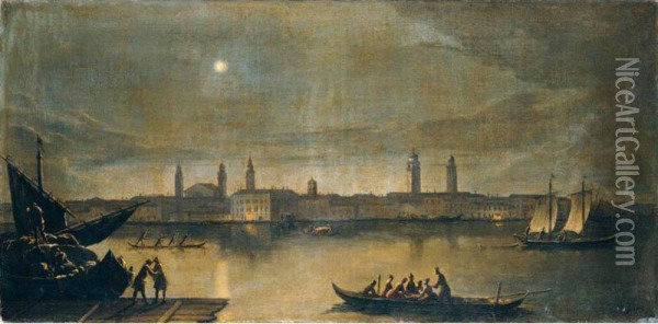 Venice, A View Of The Lagoon Oil Painting - Pietro Bellotti