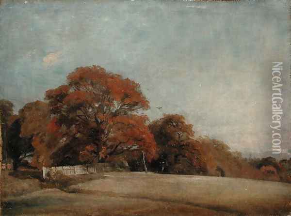 An Autumnal Landscape at East Bergholt, c.1805-08 Oil Painting - John Constable