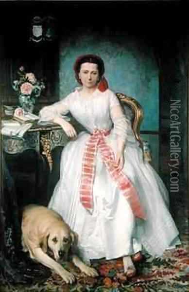 Josephine Bowes 1825-74 Oil Painting - Antoine or Tony Dury