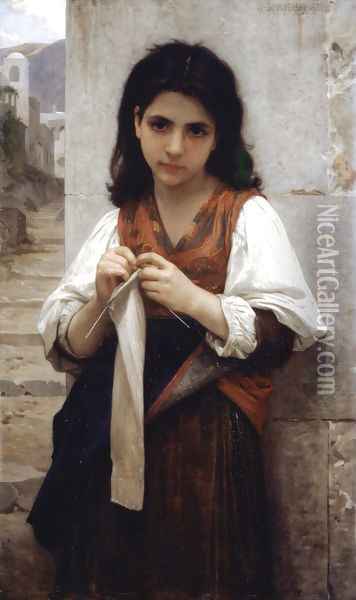 Tricoteuse (The Little Knitter) Oil Painting - William-Adolphe Bouguereau