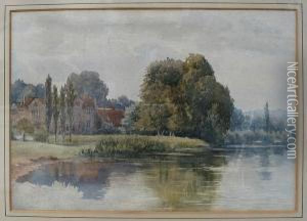 Bisham Abbey From The Vicarage Garden Oil Painting - Edgar Powell