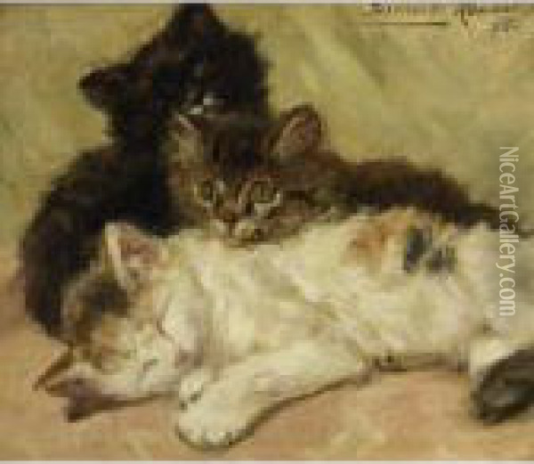 A Moment Of Rest Oil Painting - Henriette Ronner-Knip