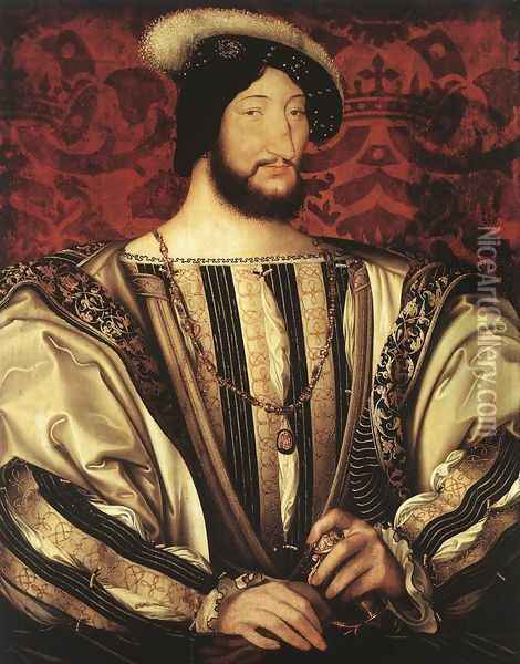Portrait of Francois I, King of France 1525-30 Oil Painting - Jean Clouet