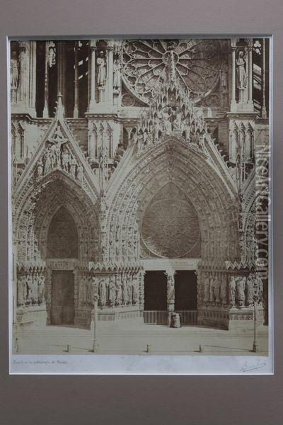 Portail De La Cathedrale De Reims Oil Painting - Bisson Freres