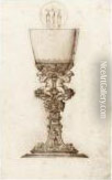 Design For A Chalice With A Roundel Of The Crucifixion Oil Painting - Jacopo Strada