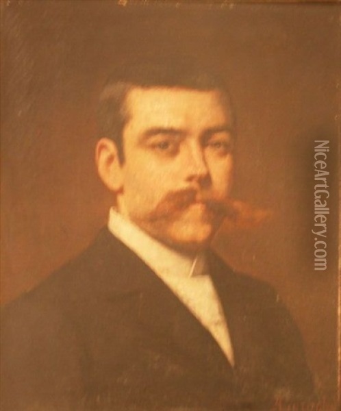 Portrait D'homme Aux Moustaches Oil Painting - Armand Laroche