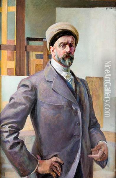 Autoportret W Pracowni Oil Painting - Jacek Malczewski