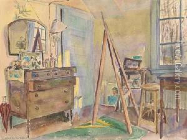 Corner Of Laura Wheeler Waring's Studio, Cheyney Oil Painting - Laura Wheeler Waring