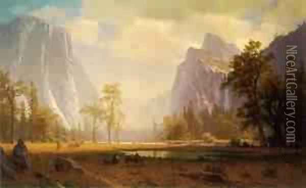 Looking Up The Yosemite Valley 1865 67 Oil Painting - Albert Bierstadt