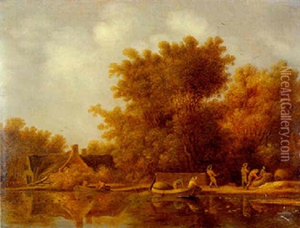 Flusslandschaft Oil Painting - Salomon van Ruysdael