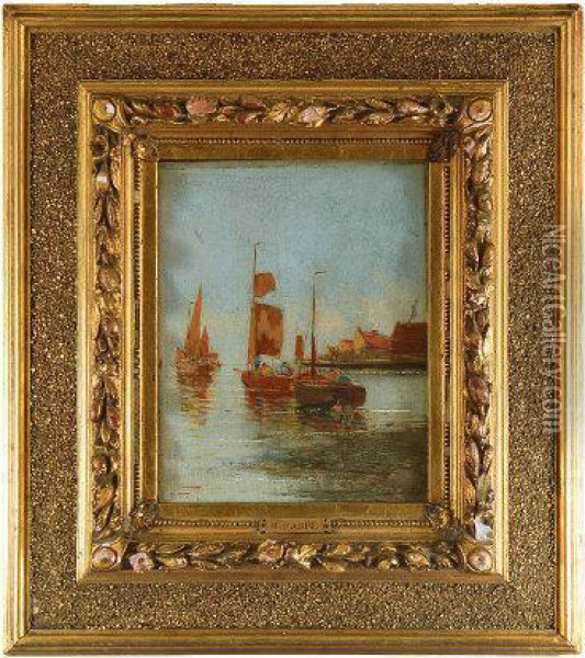 Fishing Boats Off The Coast Oil Painting - Henri Fabre