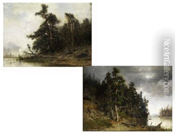 Waldpartie In Norwegen (+ Motiv Aus Norwegen; Diptych) Oil Painting - Morten Mueller