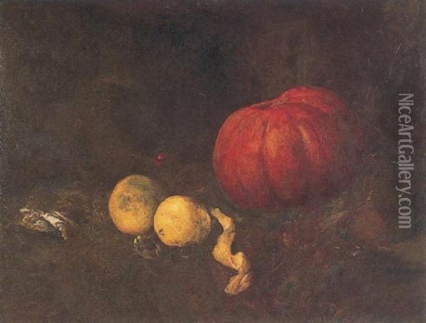 Still Life With Pumpkin Oil Painting - Antoine Vollon