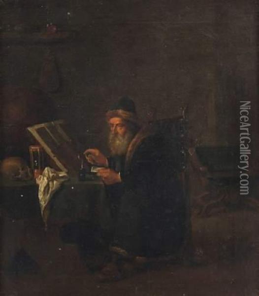 Le Philosophe Oil Painting - David The Younger Teniers
