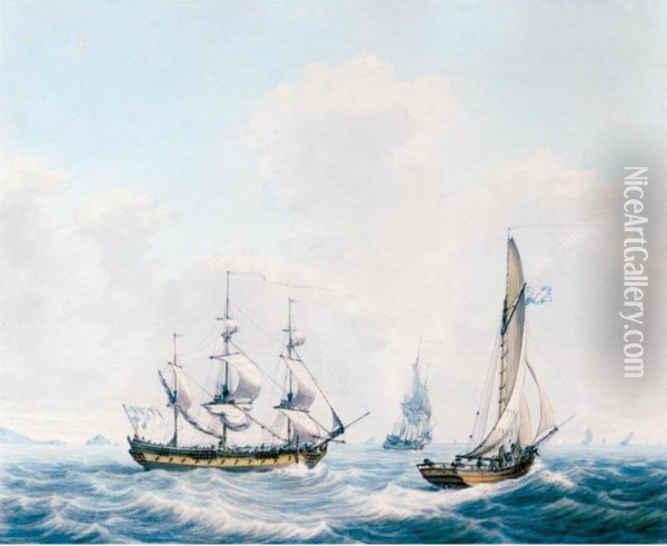 Shipping Off The Coast Oil Painting - William Hay
