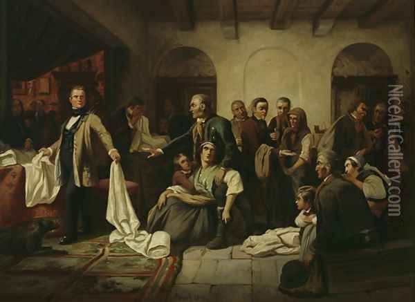 The Silesian Weaver Oil Painting - Carl Wilhelm Huebner