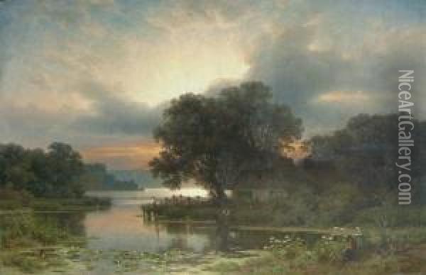 Pejzaz (1878) Oil Painting - Julius Monien
